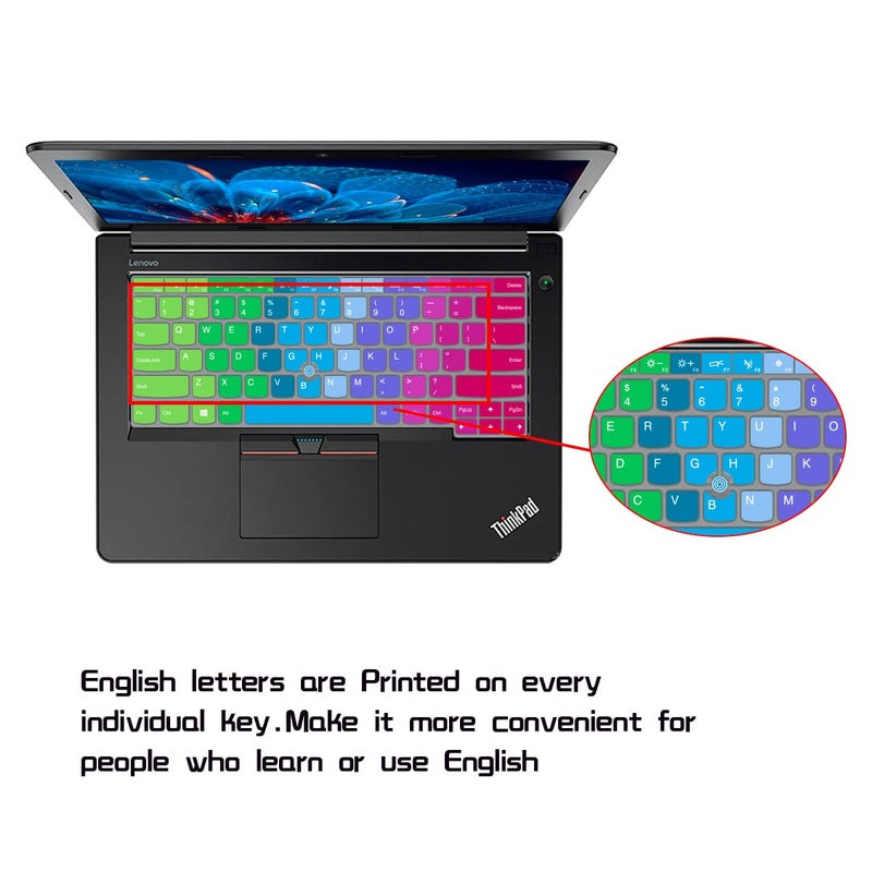 HRH Keyboard Cover for Lenovo ThinkPad L380 L390 L460 L470 L480 L490 L14 14" |for Thinkpad T14(s) T480(s) T490/S T495(S) |E470(c) E485 E490 E495 E14 14"|for ThinkPad X1 Yoga Gen 3/4/5-Rainbow - Image 1